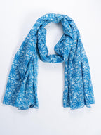 AQVA Printed Cotton Scarf for Women Stylish (Bhoonia Indigo) | Head and Face Cover Scarf for Girls with 100% Cotton | Soft & Lightweight Scarves/Stoles for all Weather (72 x 43 in)