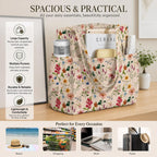 ZippyLiva Floral Corduroy Tote Bag - College Bags for Girls Stylish