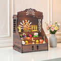 Gift Kya De Wooden Temple for Home with Storage, Step Mandir 22 x 14 x 11 Inch, Wall Mount & Tabletop Pooja Mandir, DIY Assembly Home Temple for Living Room, Office & Prayer Room