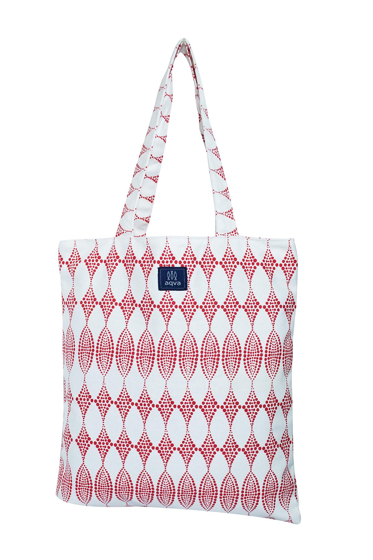 AQVA Printed Soft Cotton Canvas Tote Bag for Women | Trendy Stylish Multipurpose Handbag with Zipper | Shoulder Bag for Shopping, Grocery, Travel, Beach & Work | Ditto, Red