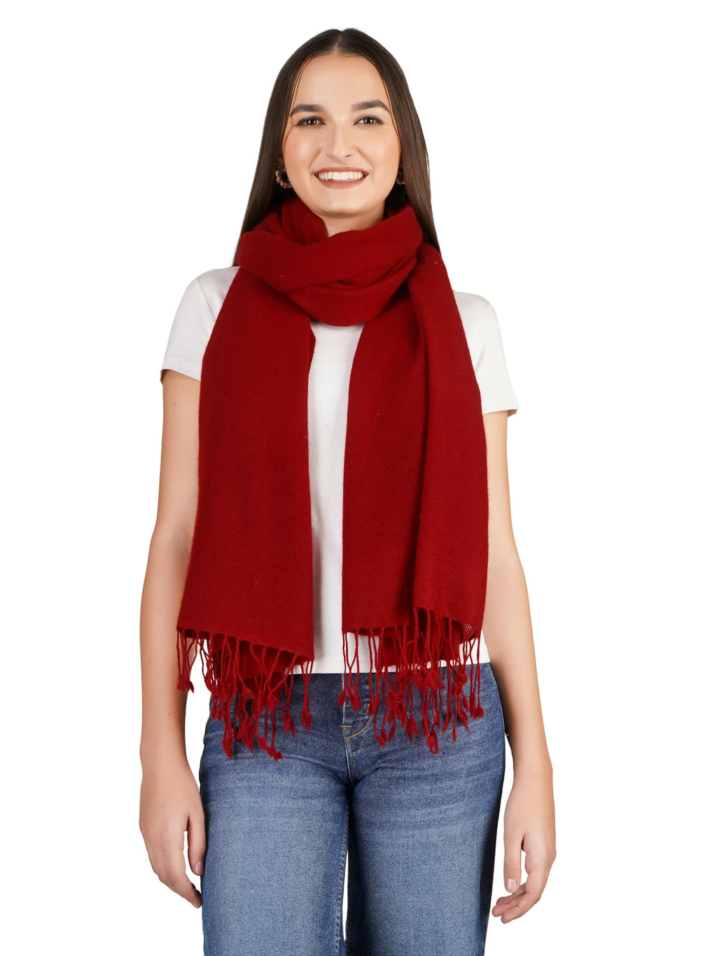 VERAME Pure Pashmina Stole for Women | Thick & Ultra Soft Solid Winter Shawl | Luxury Plain Warm Pashmina Wrap for Winter, Weddings and Parties (MAROON)