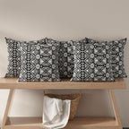 HUESLAND Premium Cotton Cushion Cover 16 x 16 inch Set of 5 | Decorative Throw Pillow Covers for Sofa, Living Room & Bedroom | Geometric Black