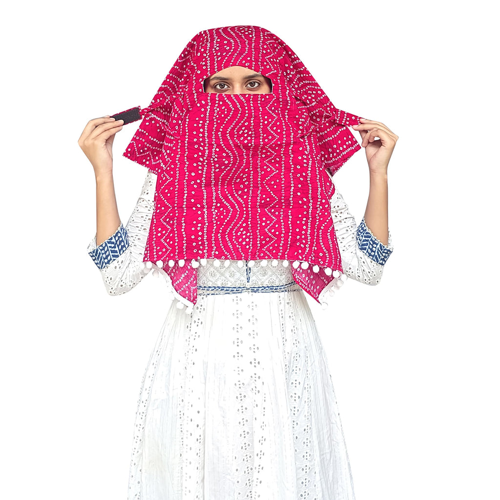 Switchon Pure Cotton Innovative scarf Hijab for Women with closer 3 inch Hook and Loop Tape for size adjustment for 12 yrs and above (Rani_Pink)