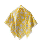 Ravaiyaa - Attitude is everything Sanganer Hand Block Printed Scarves Pure Cotton Scarf Square Hijab Dupatta 40 X 40 Inch (Yellow Lotus Floral)