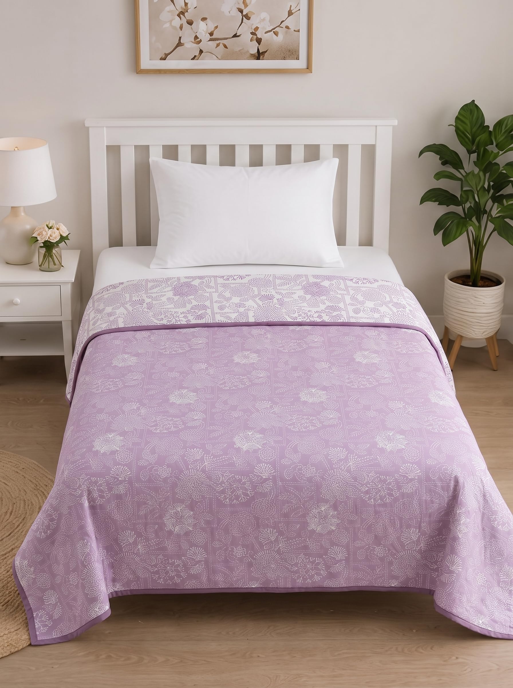 Mafatlal Sparsh Dohar Single Bed, 150 GSM Pure Cotton Malmal, Reversible AC Blanket Single, Soft & Breathable Lightweight Cotton Blanket, 152 x 228 cm, Kafalo