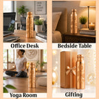 INDIAN ART VILLA Pure Copper Water Bottle With Colour Changing Magical Floral Rose Design, Drinkware & Storage Purpose, Ayurvedic Health Benefits, Volume-900 ml