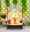 PIXELCRAFTS Folding Wooden wall Mount Temple/mandir for Office and Home (H 15.5X L 11.5X B 10.5) White