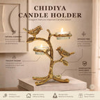 BEHOMA Metal Romantic Love Birds Tree Candle Valentine’s Day, Gold