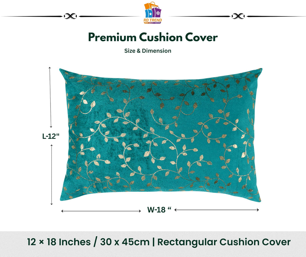 RD TREND® Velvet Rectangular 12x18 Inches Cushion Covers Set of 2 | Throw Pillow Covers for Sofa, Bed & Living Room | Perfect for Home Décor Sea Green