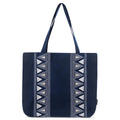 SKAPADORO Canvas Big Zip Handbag Tote,100% Cotton, Inner pocket, Unisex Embroidered Comfortable Bag for Travel Office Beach Shopping, Easy to Wash Trendy Everyday Shoulder Bag (Triangle Tales)
