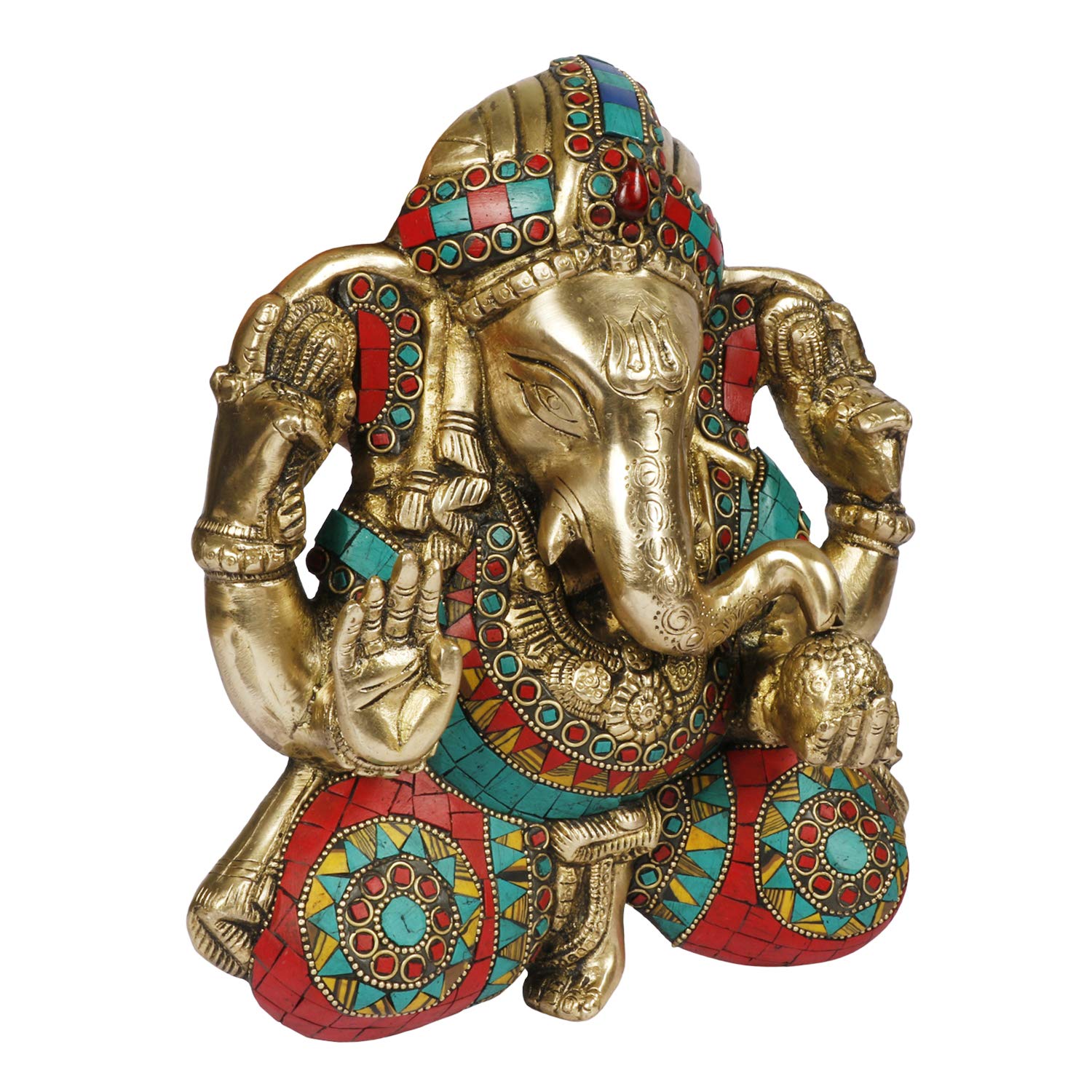 ARTVARKO Brass Ganesha wall Hanging Ganesh Statue Idol for Home Entrance Wall Living Room Decor Door Mandir (8x9 Inch)