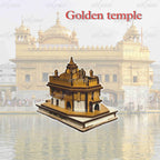 eXme Wooden Golden Temple Model – Replica of Shri Harmandir Sahib with Golden Accents – Perfect MDF Model for Home Decor and Collectors