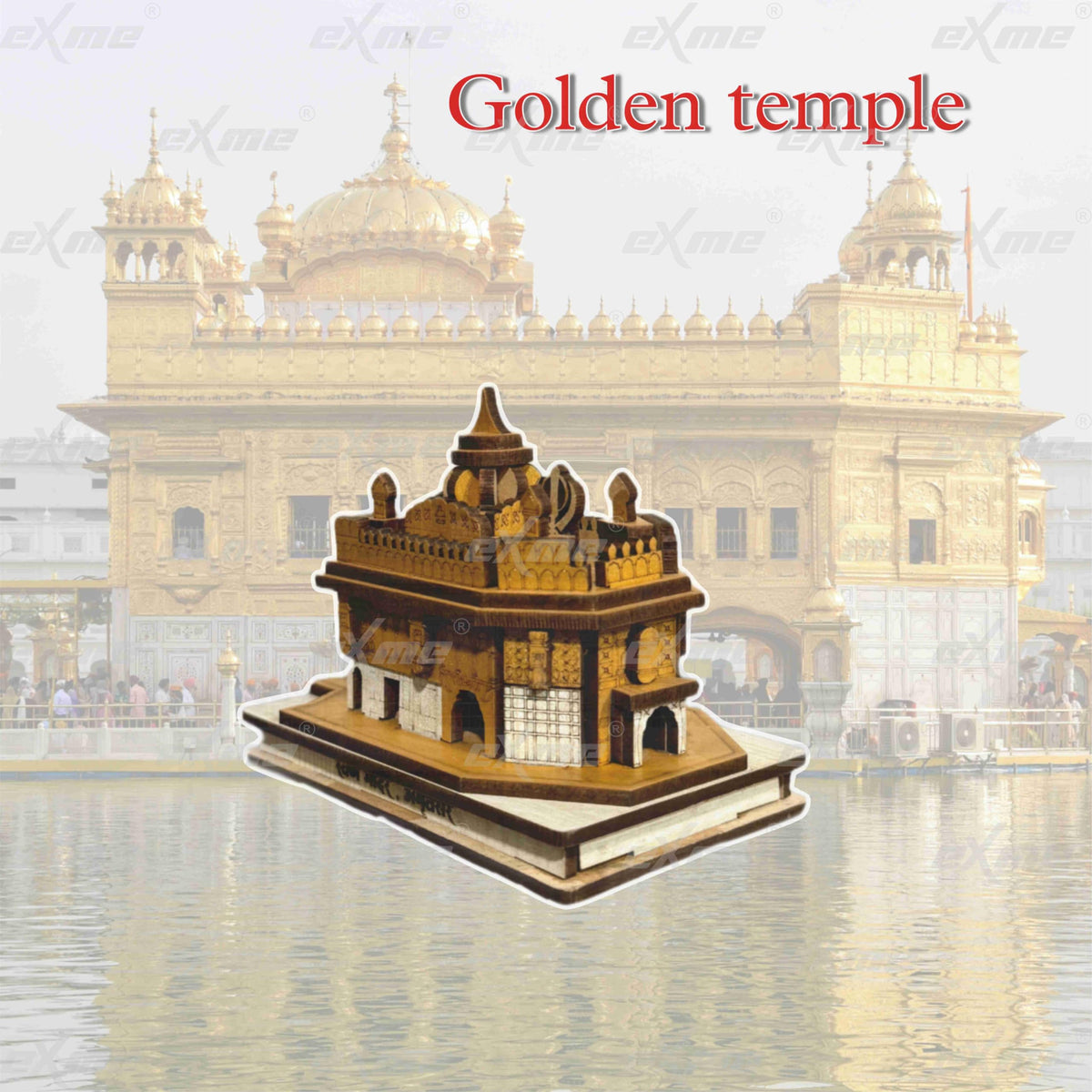 eXme Wooden Golden Temple Model – Replica of Shri Harmandir Sahib with Golden Accents – Perfect MDF Model for Home Decor and Collectors