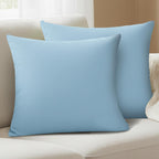 Yellow Weaves Cotton Canvas Decorative Cushion Covers, (24 X 24 Inches), Set of 2, Muted Blue