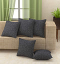 Yellow Weaves Jute Texture Cushion Covers, 16 X 16 Inches, Black, Set of 5, 250 TC