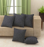 Yellow Weaves Jute Texture Cushion Covers, 16 X 16 Inches, Black, Set of 5, 250 TC