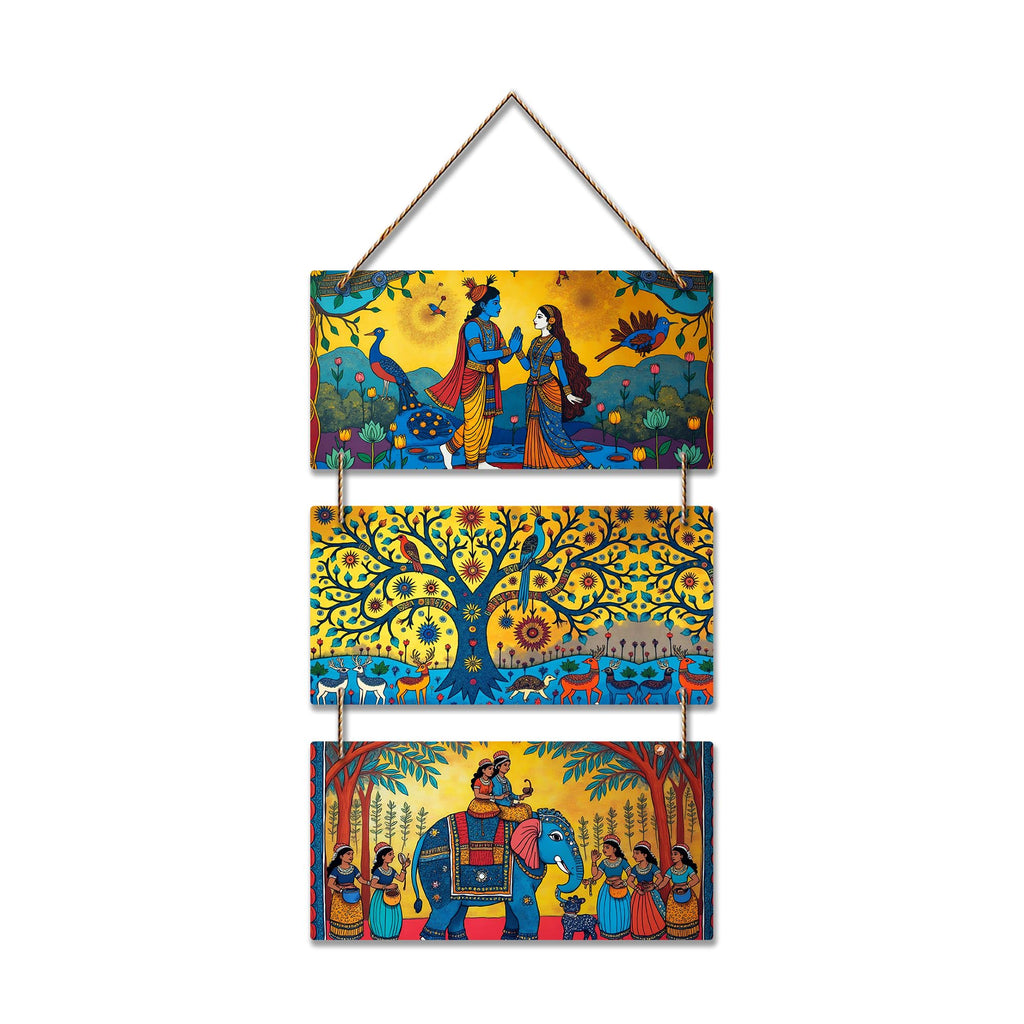 Artvibes Devotional Art Radha And Krishna Wall And Door Hanging for Home | Spiritual Decor Items | Religious Wall Art | Wall Illustrations | Artwork| Stylish Modern Decor Item | Gift Items (WH_9429N)