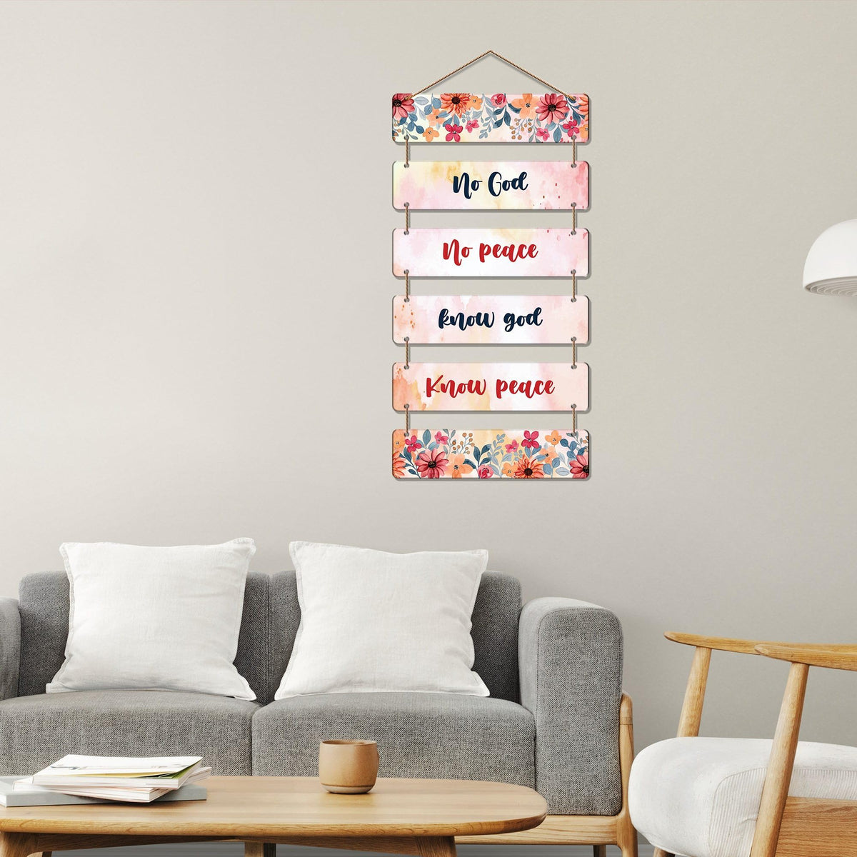 Artvibes Decorative Wall Hanging Wooden Art Decoration item for Living Room | Bedroom | Home Decor | Gifts | Quotes Decor Item | Wall Art For Hall | Mdf Wall Decoration, Set of 6 (WH_3214NR)