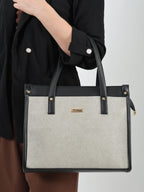 EMPOLUXE Tote Handbag for Women, Ladies Purse for Women, Stylish Office Tote Bag, Latest Women's Handbag with Bag Organiser, Shoulder Bag for Daily Use & Gift for party and travel, beige and black