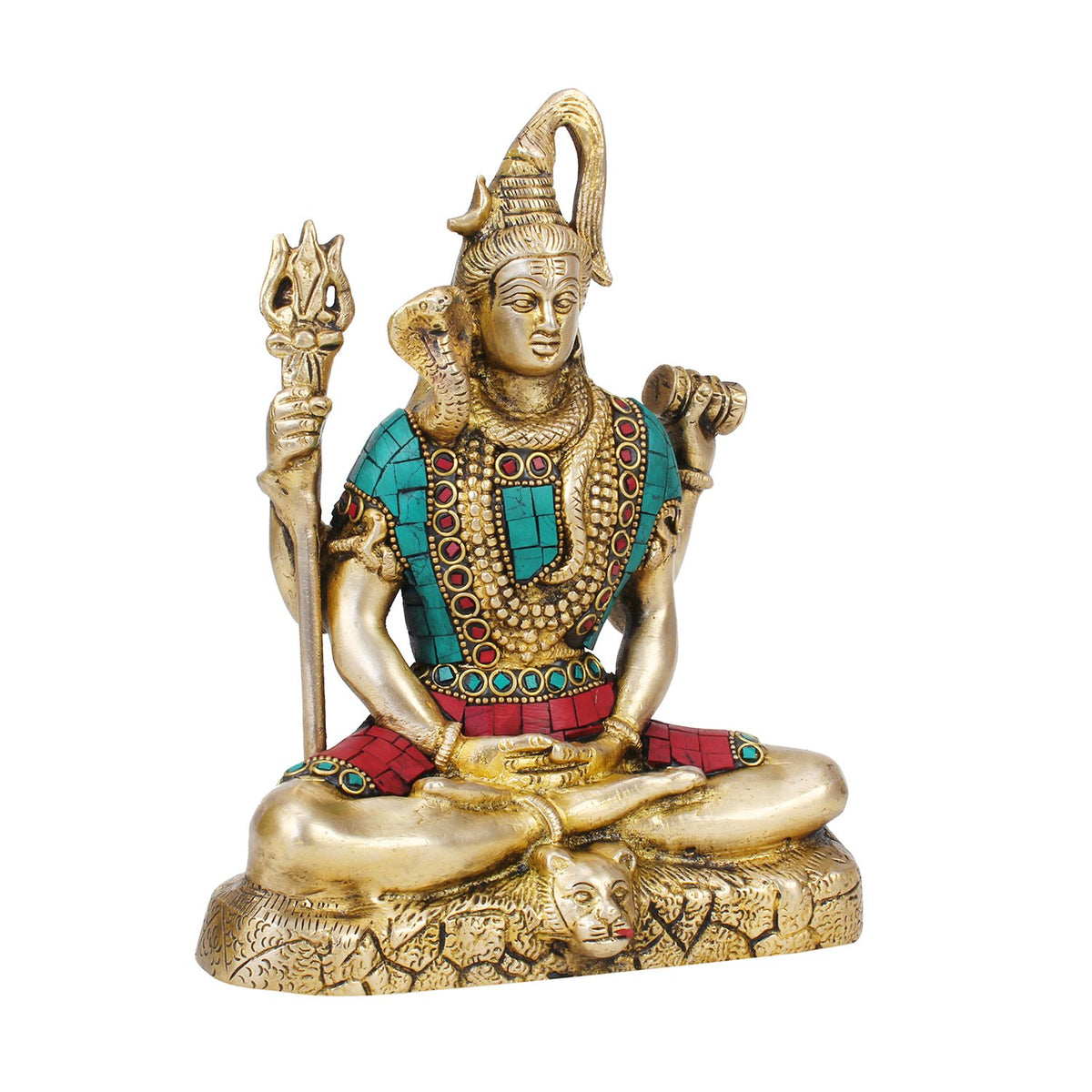 SVARUP Lord Shiva Brass Blessing Bhagwan Shiv Murti with Trishul Statue Home Decor Mandir Puja 8 Inch Multicolor 1 Pcs