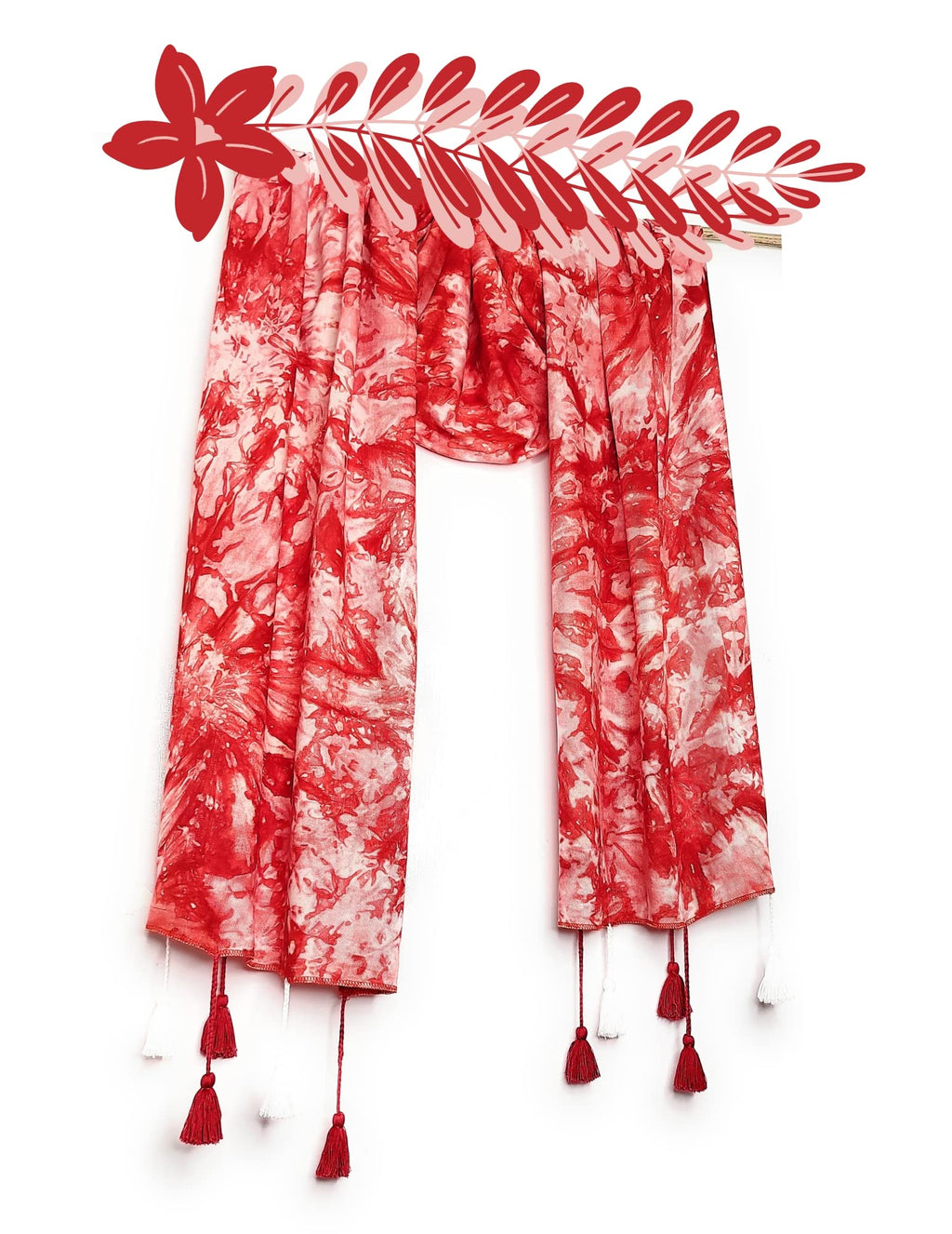CHANDWASIA Viscose Scarf | For Neck Covering Head Wrap Shoulder Drape Travel Casual Daily Use | Viscose Pashmina Design | Red | Men Women | Soft Texture | Long Stole Shawl Wrap Accessory Style Comfort