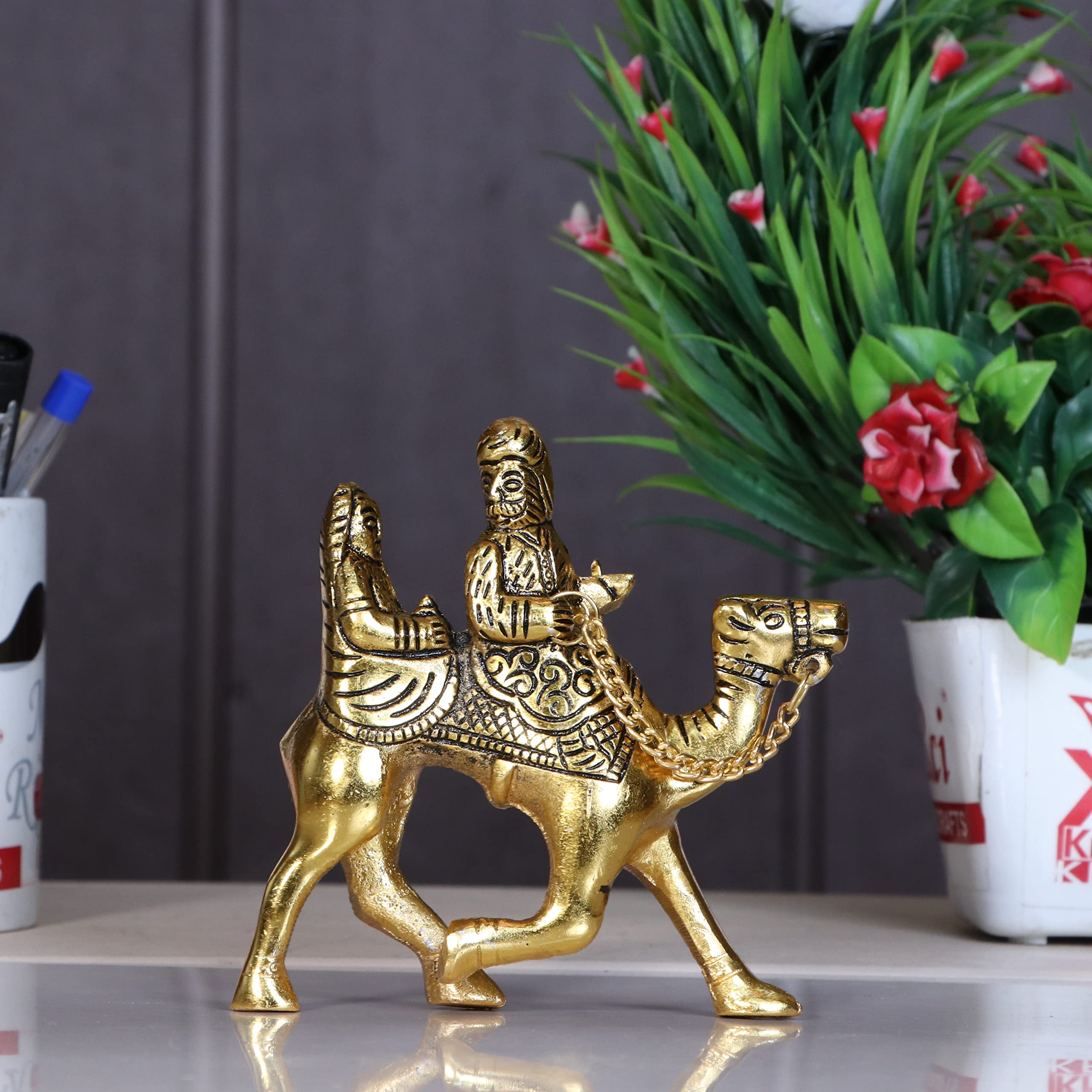 KridayKraft Rajasthani Couple Cultural Statue Sitting on Camel for Home Decoration showpiece Idol Dhola Maru - Romantic Couple of Rajasthan