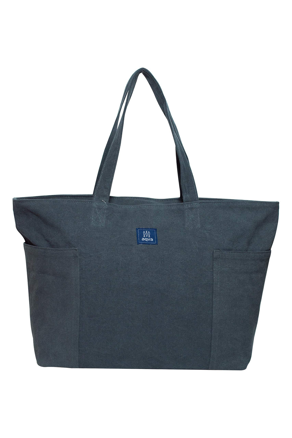 AQVA Handmade Eco Friendly Washed Cotton Canvas Tote Bag - Reusable Shoulder Bag with Top Zip Closure, Inner Zip Pocket - Large Cotton Canvas Handbag for Grocery, Graphite