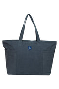 AQVA Handmade Eco Friendly Washed Cotton Canvas Tote Bag - Reusable Shoulder Bag with Top Zip Closure, Inner Zip Pocket - Large Cotton Canvas Handbag for Grocery, Graphite