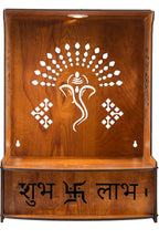 Crotomak Wooden Temple Mandir Pooja Stand for Home, Office Puja Mandir with Drawer Foldable Premium with LED Spot Light (03-Ganesha)