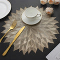 HomeCloud Table mat Round Shape| Table mat Round | Cutwork Design mat | Dining Table mats | Dressing Table MATS | Bed Side Table mats (Flower_Gold, 1)
