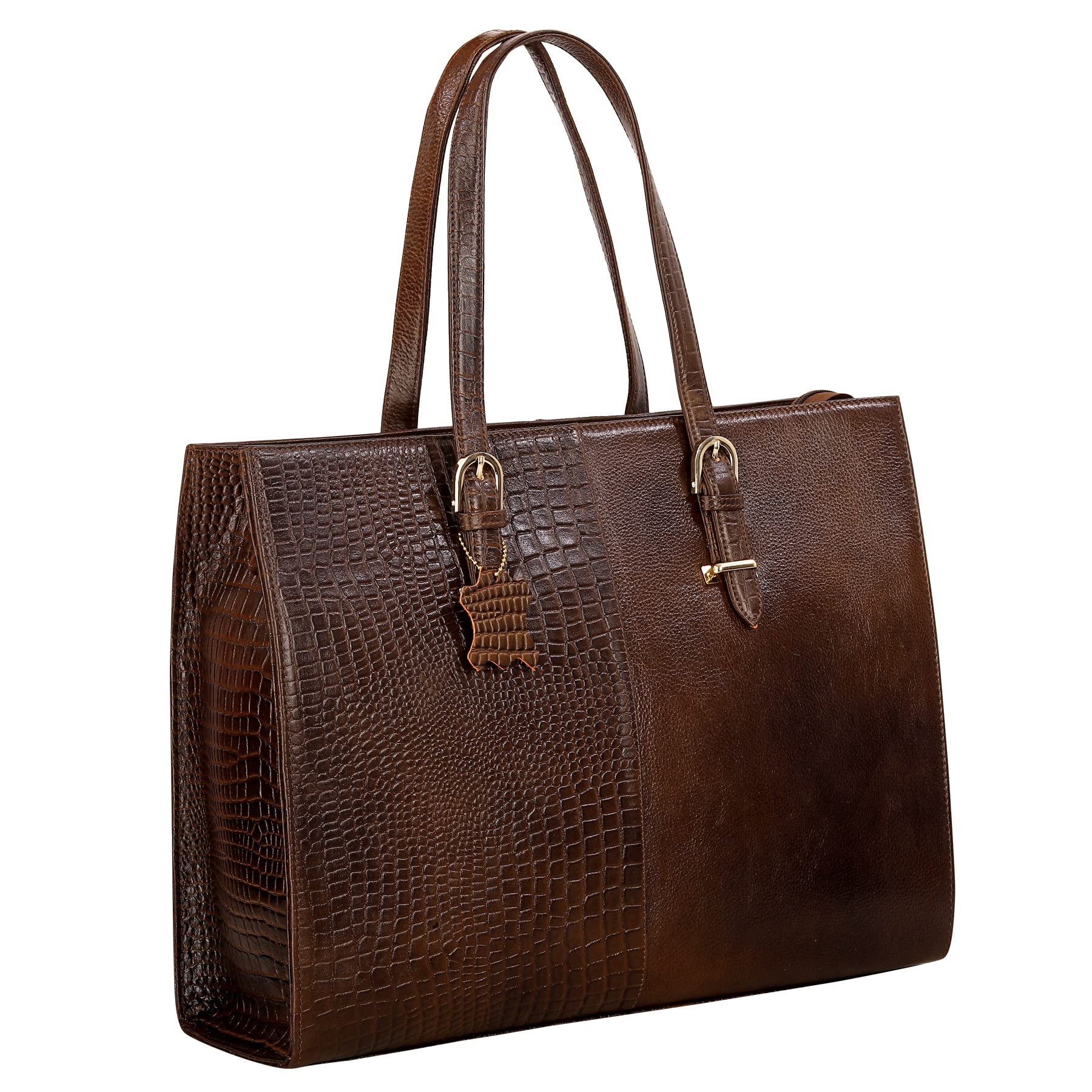RICHSIGN LEATHER ACCESSORIES Full-Grain Natural Cro Leather Ladies Handbags & Sling Shoulder Tote Bags For Women Laptop Big Size Branded Stylish..Size- L-16 X H-12.5 x W- 5.5 Inches (GREEN MEHANDI)