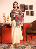 Pashmoda Women Rangkalam 100% Pure Wool Fabric Kalamkari Embroidered Shawl (Size: 40x80in, 101x203cm) KAS21