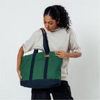 DailyObjects Forest Green-Navy Field Tote Bag |Canvas Tote Shoulder Bag Fits upto 14 Laptop for Women and Men Work & Daily Use |Handcrafted from premium cotton canvas perfect for Work & Daily Use