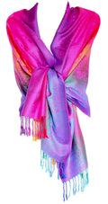 KMystic Colorful Silk Pashmina Scarf Shawl Wrap (Hot Pink)