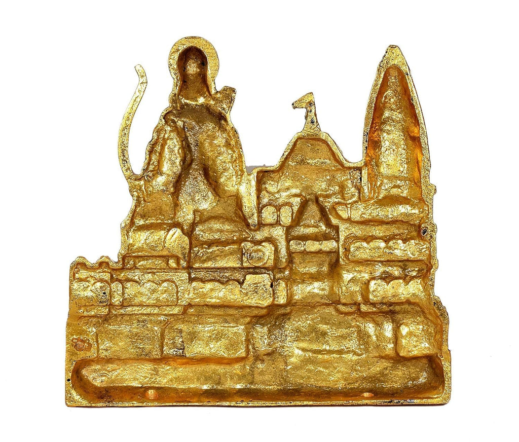 SRC CREATIONS Ram Mandir Architectural Model in Metal Shri Ram Birth Place Ayodhya, Deal for Home Temple, Home Decor Office & Gifts Height : 22 cm (Gold)