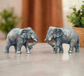 KridayKraft African Elephants Animal Decorative Showpiece Figurine 2 Pcs Set Metal Handcrafed Gold Toned Antique Finish, Home Decor
