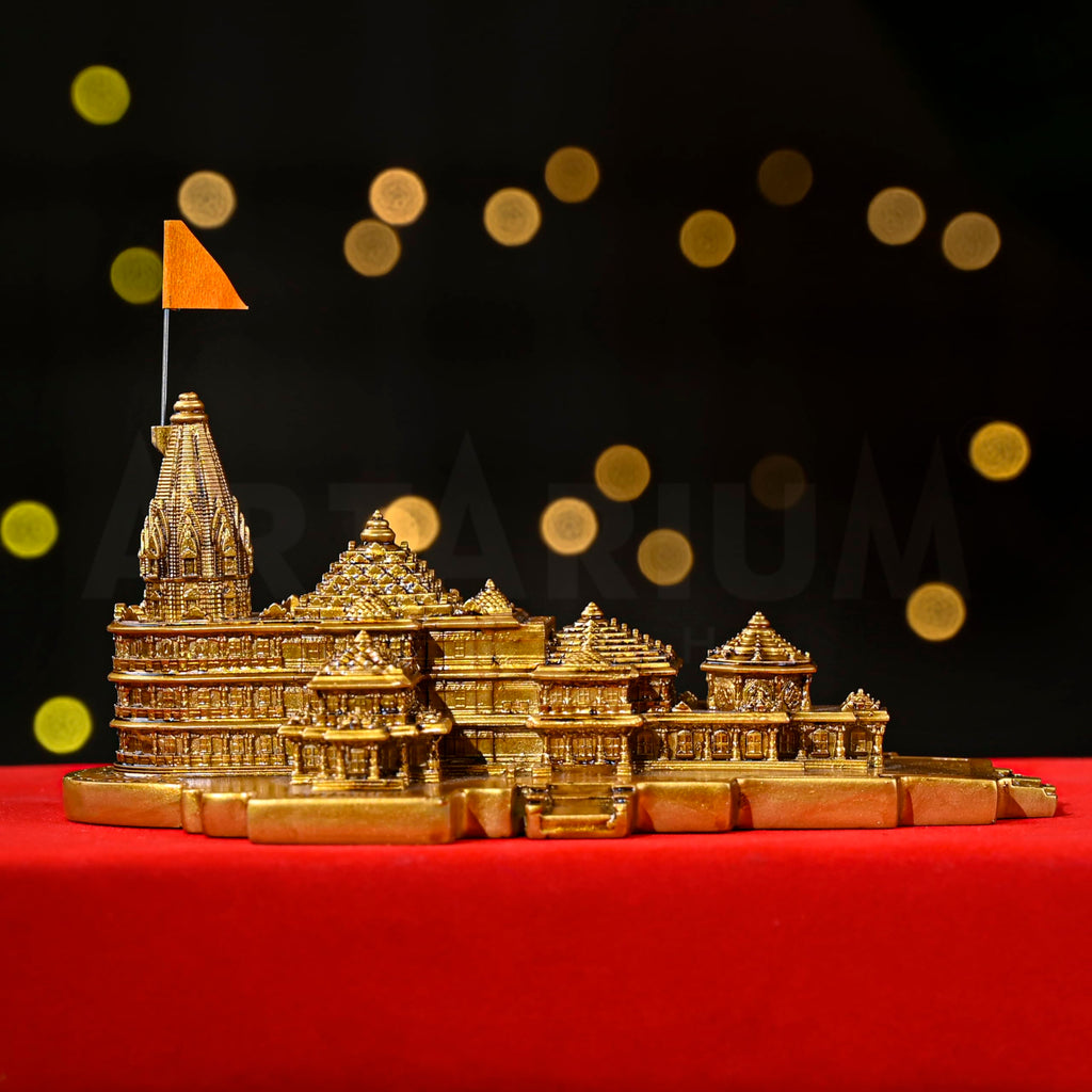 Artarium Ram Mandir Ayodhya Model for Home Temple, Office and Decor, Authentic Ram Janmabhoomi Mandir Showpiece for Puja Room, Office Table, Spiritual Gift & Housewarming Purpose (7.25 Inch)