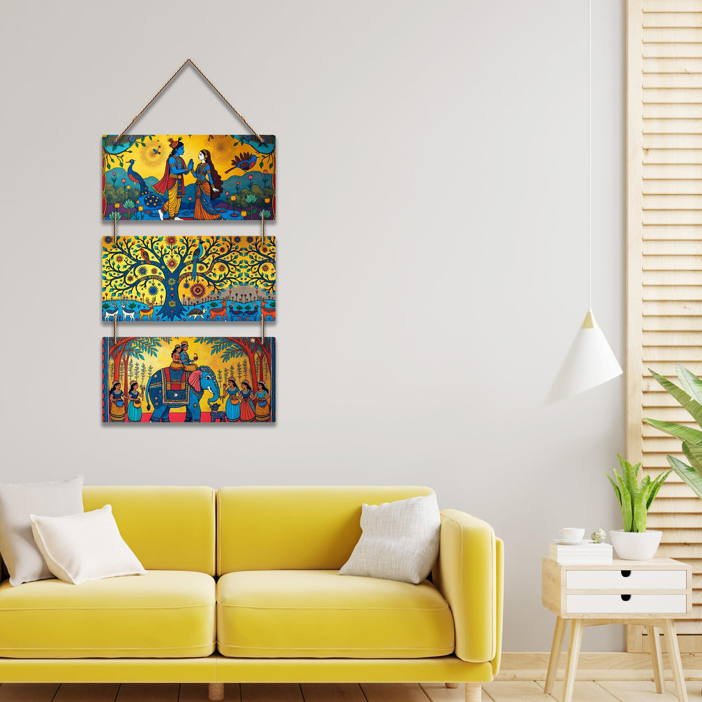 Artvibes Devotional Art Radha And Krishna Wall And Door Hanging for Home | Spiritual Decor Items | Religious Wall Art | Wall Illustrations | Artwork| Stylish Modern Decor Item | Gift Items (WH_9429N)