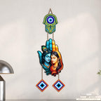 Artvibes Radha Krishna Blessings Evil Eye Wall Hanging for Entrance Door | Nazar Suraksha Decor for Home Bedroom Temple Office | Positive Energy Good Luck Decorative Gift (WH_8581N)