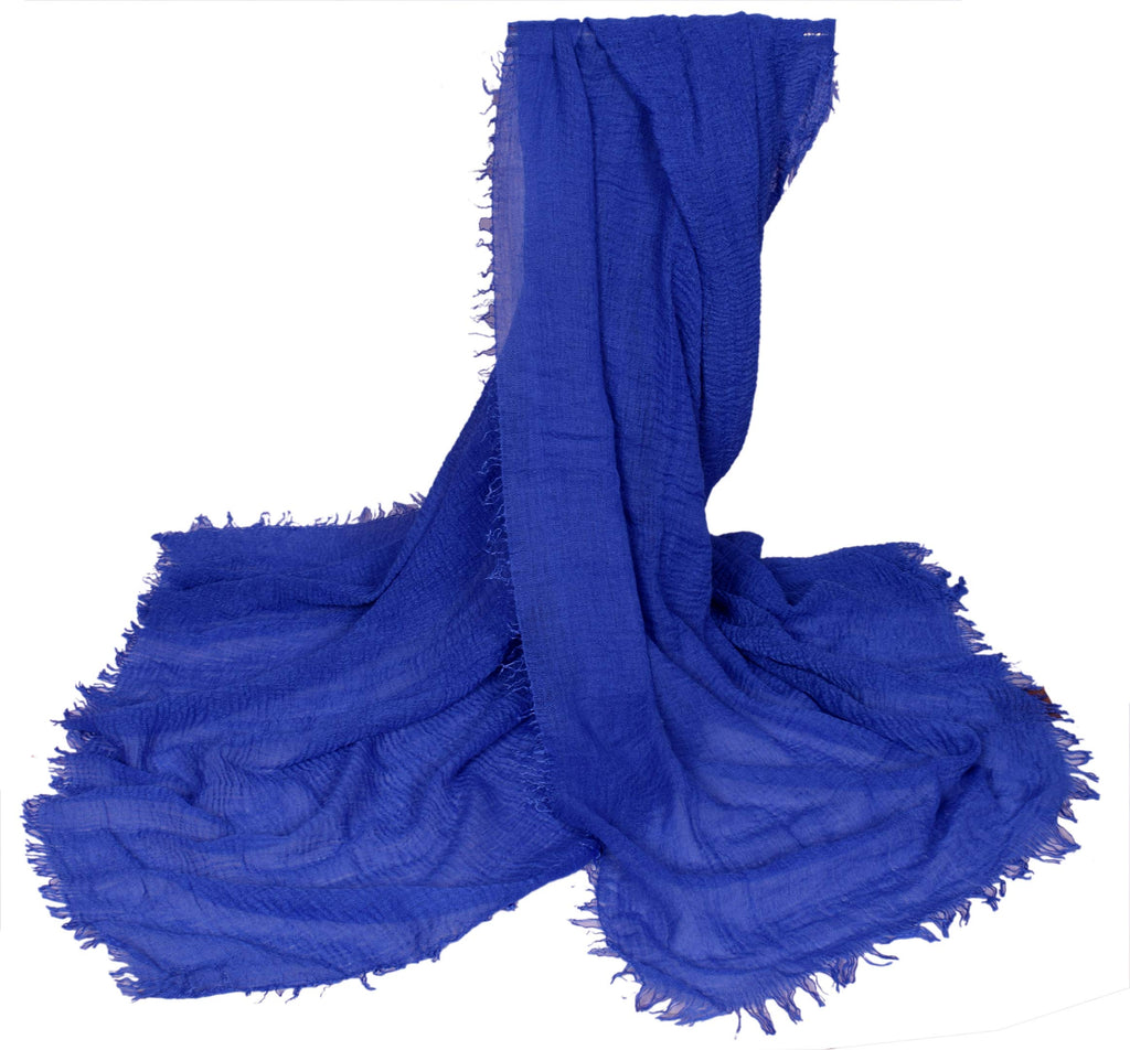 Iba & Isba Women's Plain Crinkled Scarves, Stoles, Hijabs (76 x 36 inch) (Blue)