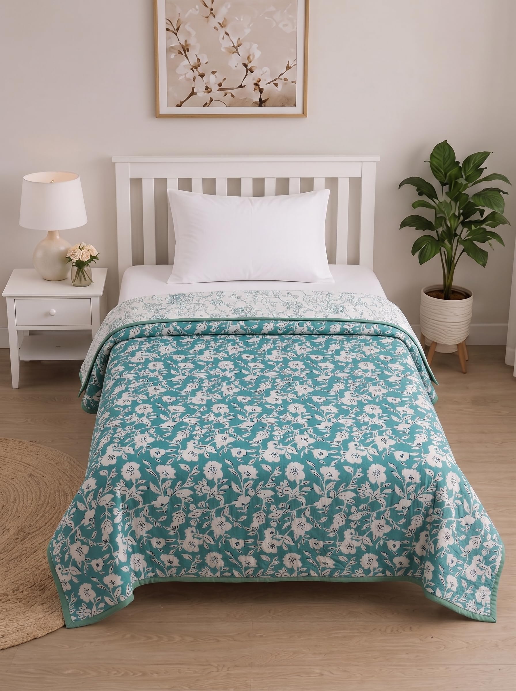 Mafatlal Sparsh Dohar Single Bed, 150 GSM Pure Cotton Malmal, Reversible AC Blanket, Soft & Breathable Cotton Blanket for Summer, Monsoon & Winter, 152 x 228 cm, Kafalo