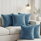 Yellow Weaves Jacquard Cushion Covers | Sofa Cushion Covers | Throw Pillow Cover for Sofa, Couch, Living Room| Removable & Washable | 16x16 Inches, Set of 5 (Teal Blue)