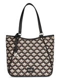 ZOUK Naisha Black & White Motif Tote Bag for Women | Vegan Leather Large Shoulder Handbag with Bottle Holder, Multiple Pockets & Water-Resistant Lining | Office, Travel & Daily Use | Bidri Kaiser