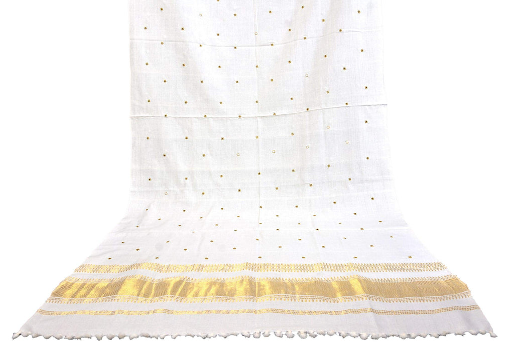 Prijam Women's Shawl (R 46 Gold zari_Off-White_One Size)