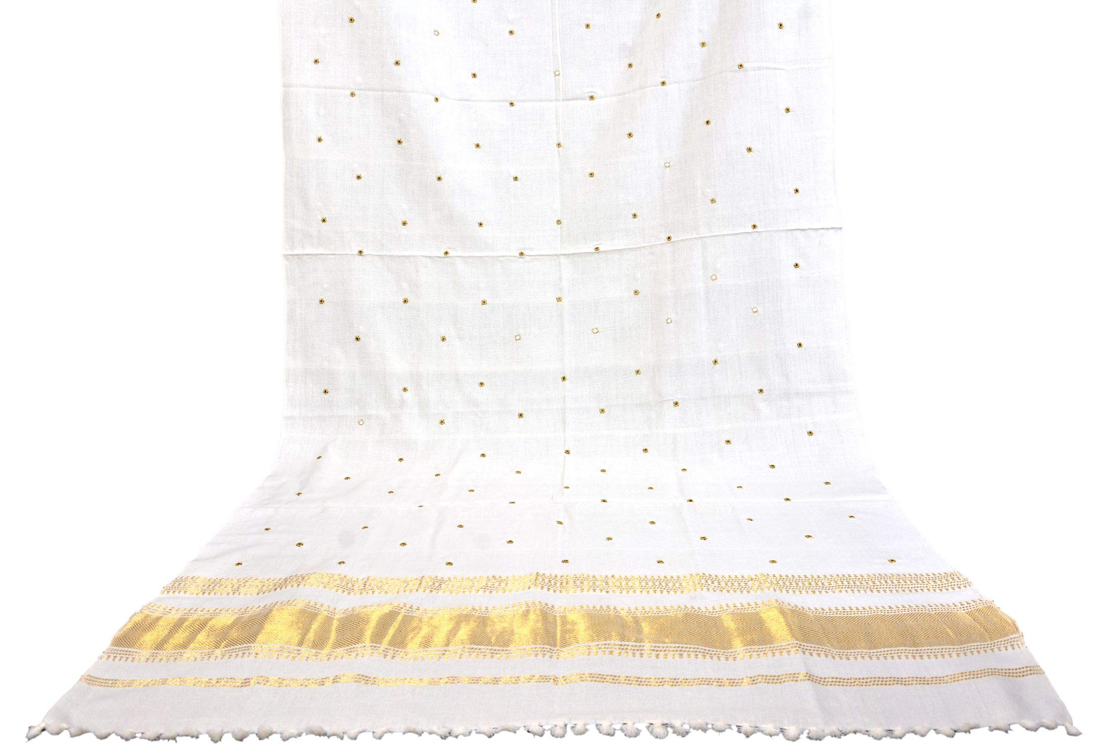 Prijam Women's Shawl (R 46 Gold zari_Off-White_One Size)