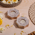 Goyoham Wooden Candle Holders, Pack of 2, Floral Mandala Pattern