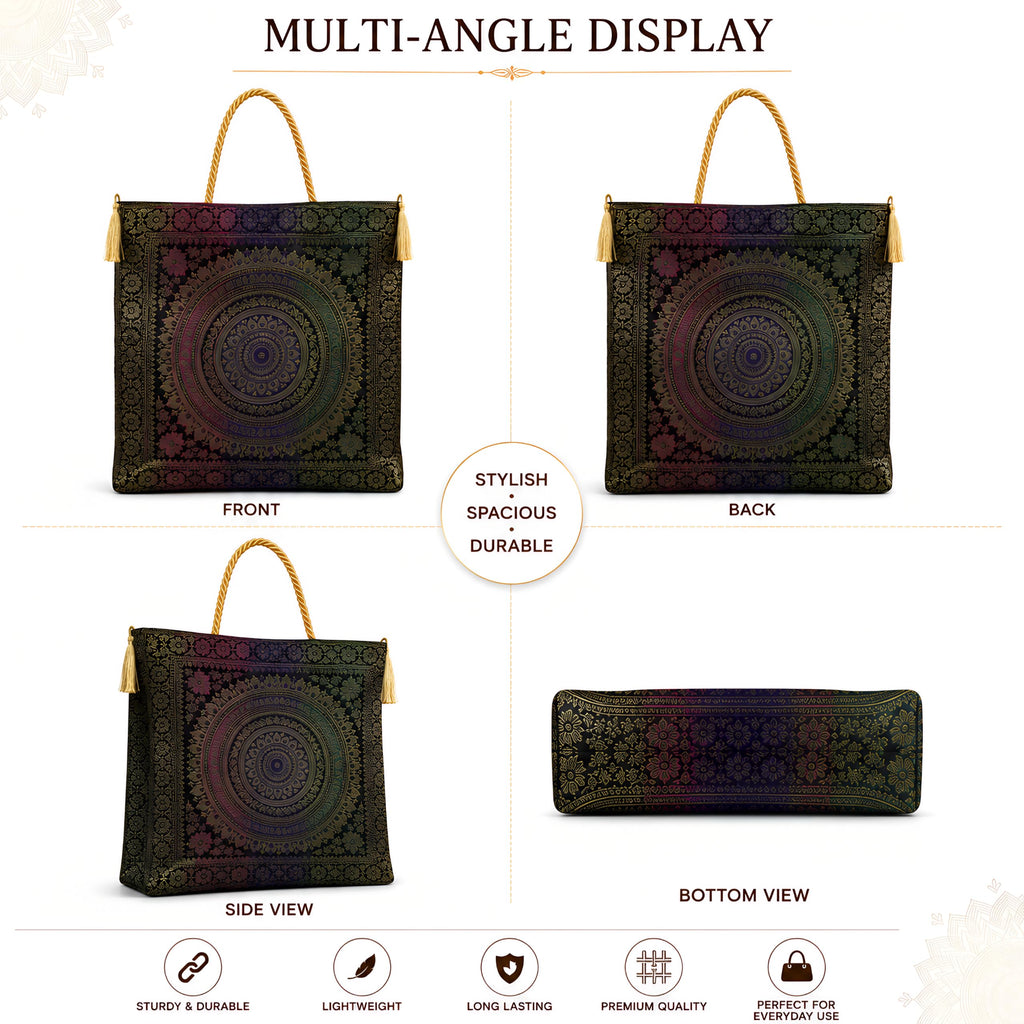 Manekash Ladies Handbag for Women | Brocade Silk Banarasi Bag