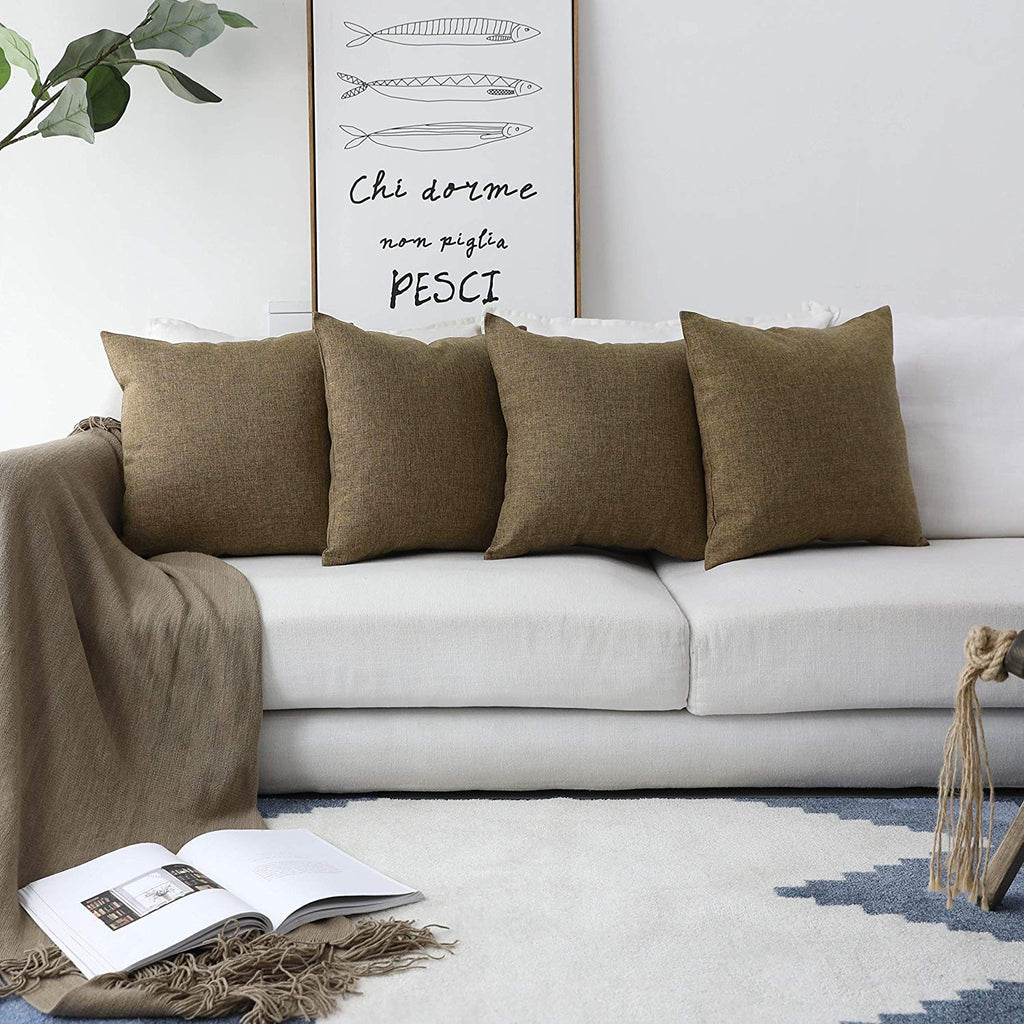 Khooti Jute Cushion Cover | 22x22 Inch, Light Umber