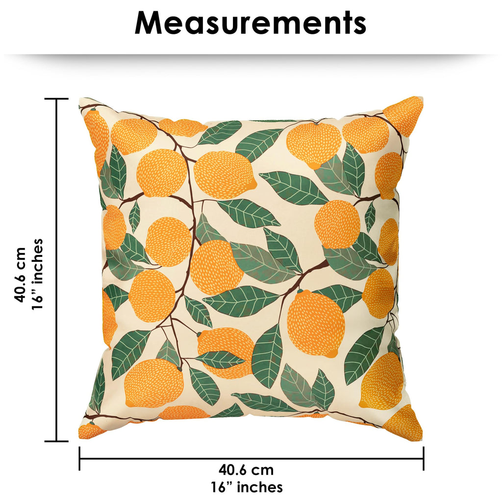 Story@Home Yellow & Green Botanical Cushion Cover Set of 5 | 16 x 16 Inch| Lemon & Leaf Digital Printed Decorative Pillow Covers|Soft Polyester Cushion Covers for Sofa, Living Room, Bedroom & Home