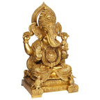 ARTVARKO Big Brass Lord Ganesha Bhagwan Idol Mangalkari Ganesh Statue Sitting for Home Decor Entrance Decor Gift 18 Inches
